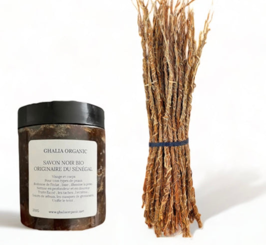 A/  SOLDE 🔥 -60% 1 savon noir 🇸🇳 250g + 10 tiges de vetiver KHAMARÉ 🇸🇳